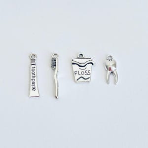 Base Metal Dentist Charms. Tiny Toothpaste. Toothbrush. Floss. Tooth Charm. Lot of 10 / 20 / 30 / 40 / 50 / 100 PCS Dental Care Charms.