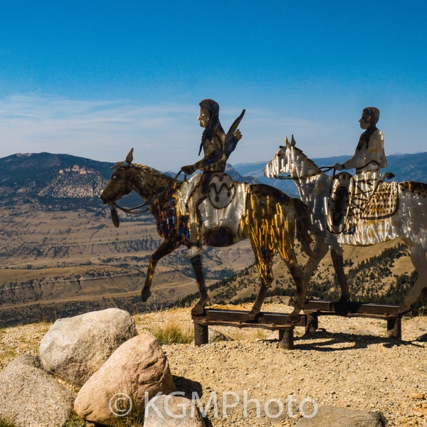 Chief Joseph Scenic Byway, Rustic Horse Cutouts, Metal Horse Cutouts, Wyoming Wall Art Photo Print