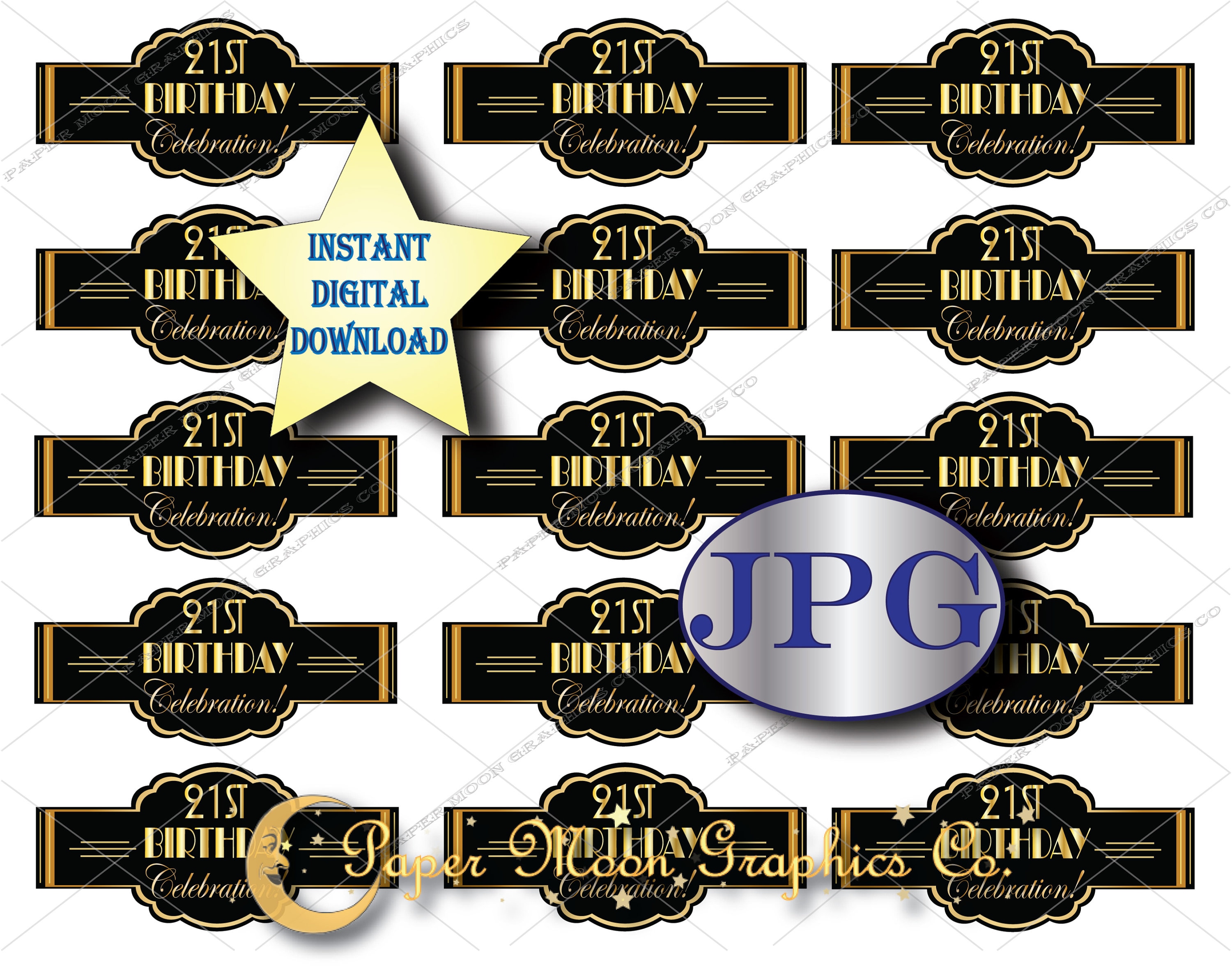 21st birthday cigar labels printable sheet of 15 etsy