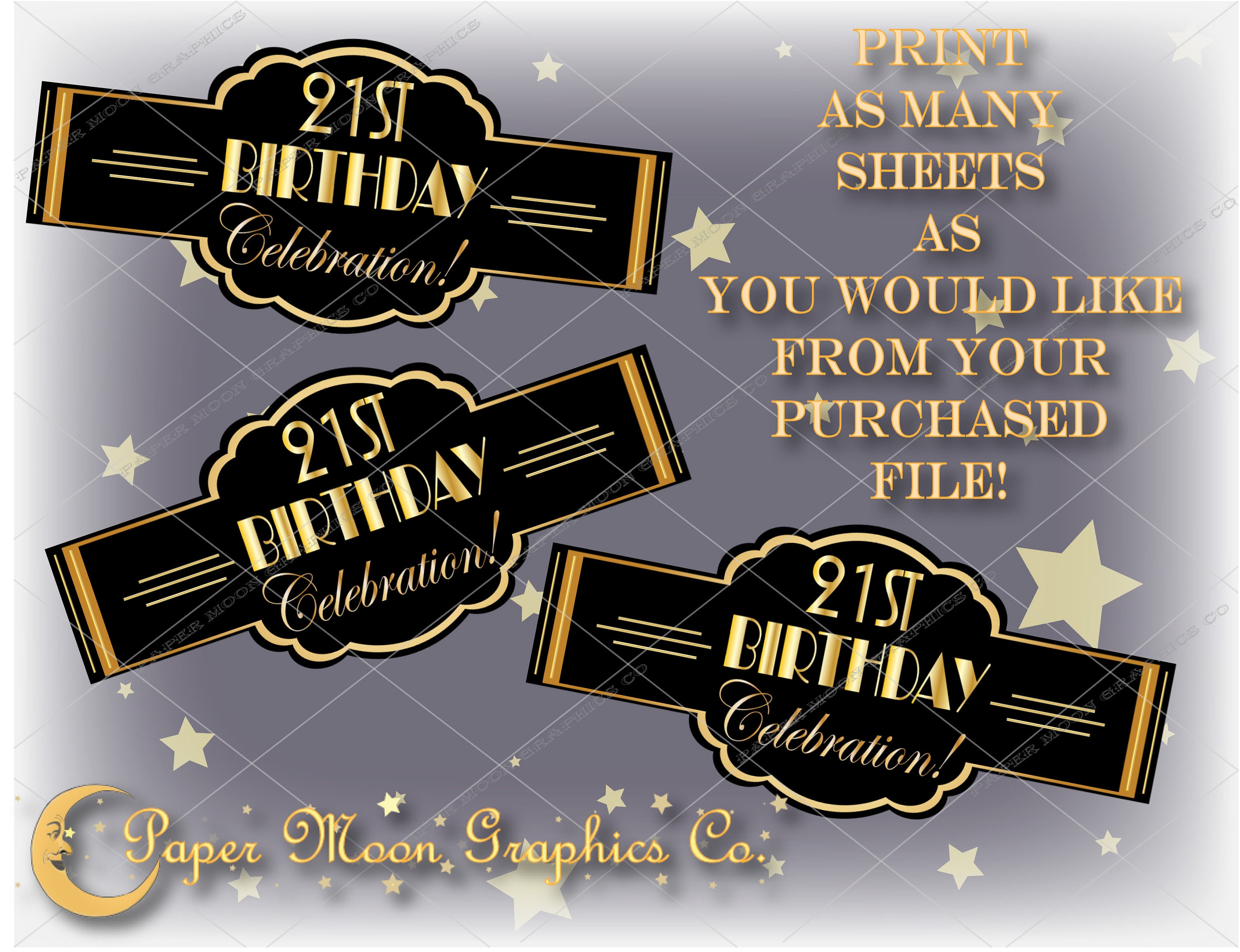 21st birthday cigar labels printable sheet of 15 etsy