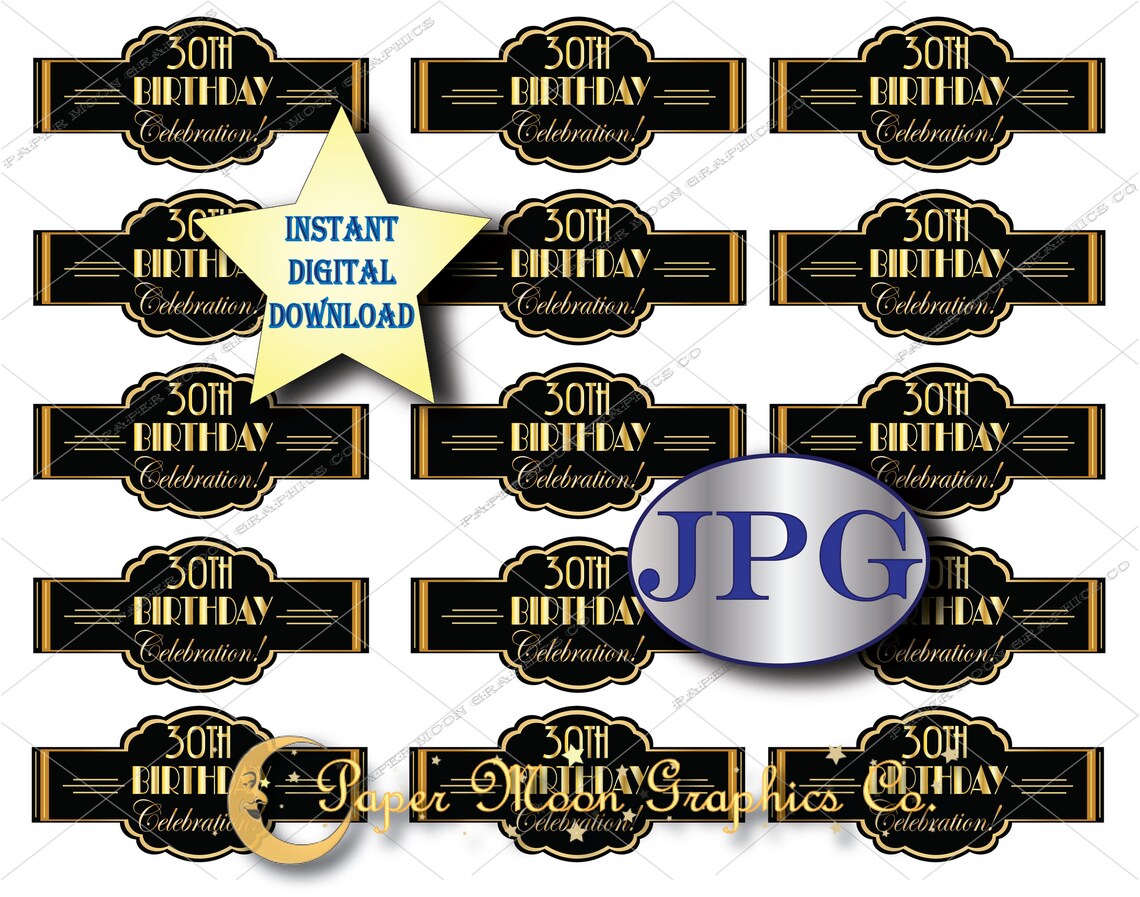 30th birthday cigar labels printable sheet of 15 etsy