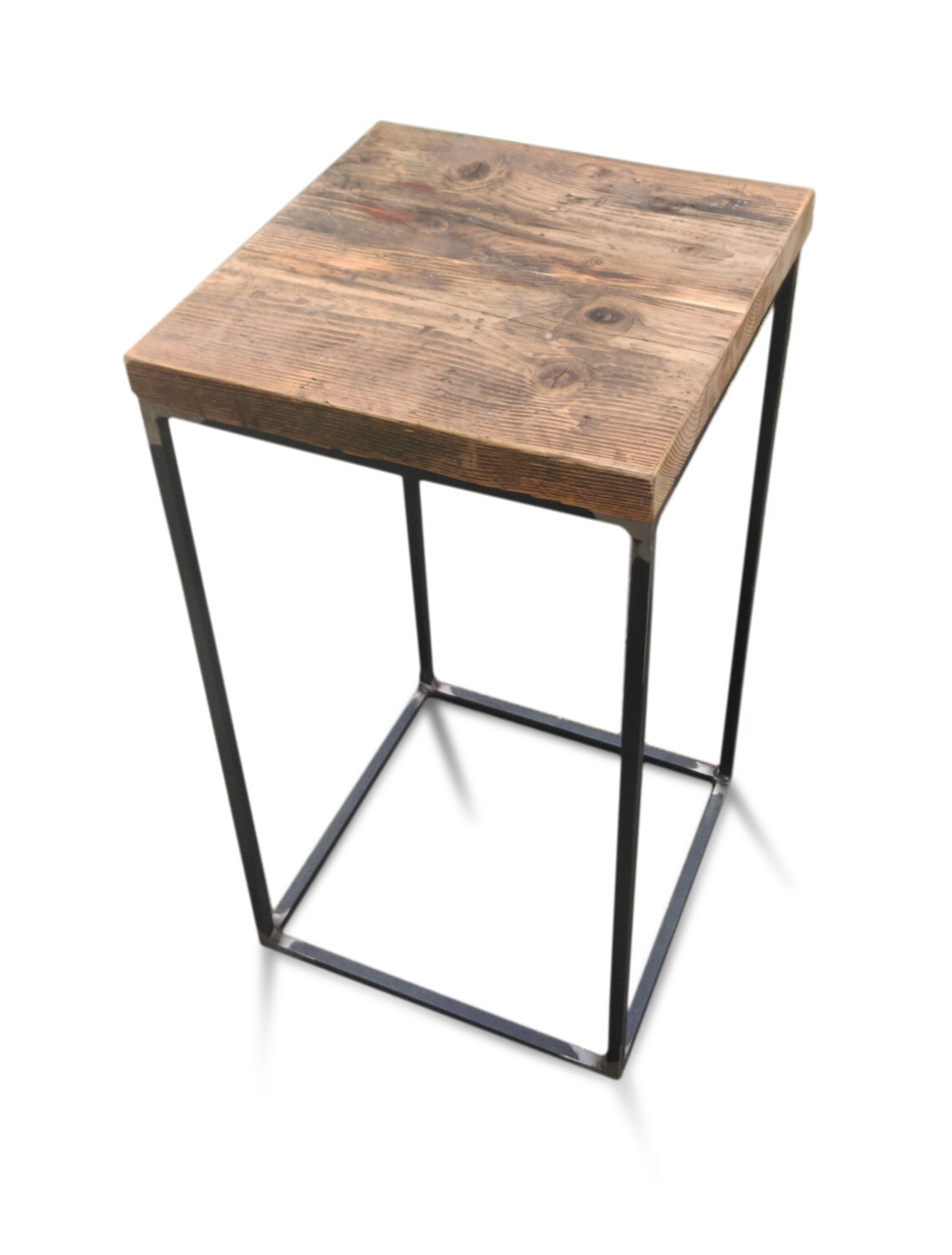 Industrial Side Table/ Reclaimed Wood /solid Steel Etsy UK
