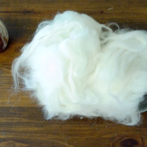 Soft English Angora Wool Fiber with 6" staple. Hand Harvested & Beautiful for Hand Spinning. Lovely pure white fiber. .