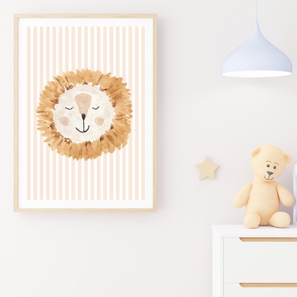 Baby Lion  Nursery Prints I  Lion Nursery Art I Safari Animal Wall Art I  Wall Art I Baby Room Poster I Kids Wall Art I Watercolor Lion