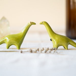 Handmade Ceramic Dinosaur Couple Cake Toppers