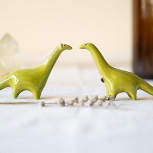 Handmade Ceramic Dinosaur Couple Cake Toppers