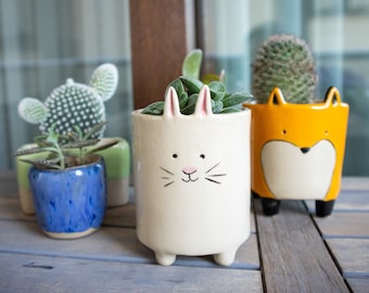 Handmade Ceramic Rabbit Planter
