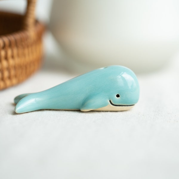 Handmade Ceramic Blue Whale Figurine