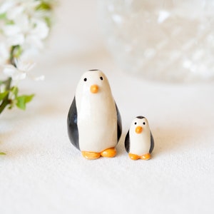 Handmade Ceramic Mama and Baby Penguin image 3