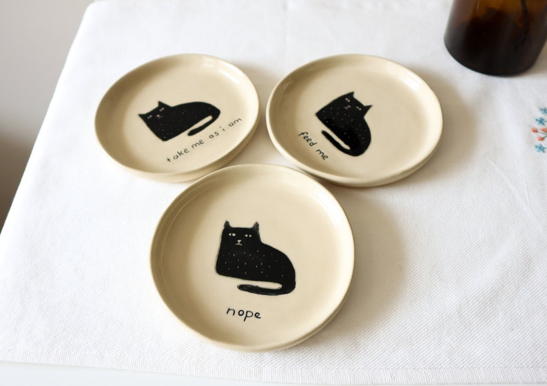 Handmade Ceramic Dish with Grumpy Cat image 4