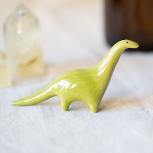 Handmade Ceramic Green Dinosaur Figurine