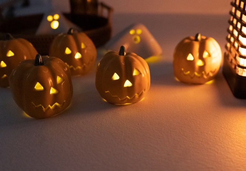 Handmade Ceramic Halloween Pumpkin Tea Light Holder Etsy
