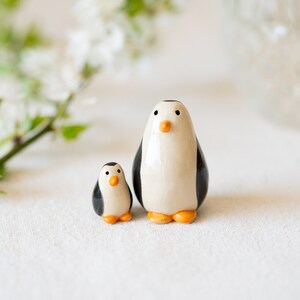 Handmade Ceramic Mama and Baby Penguin image 4