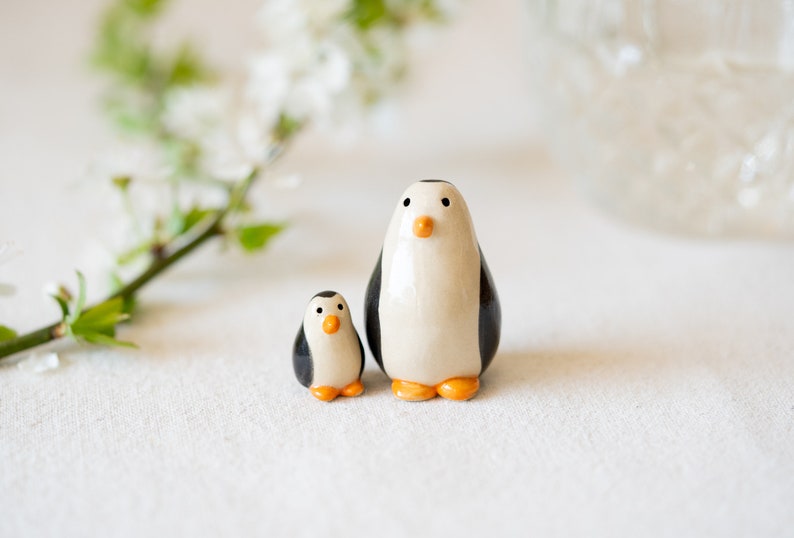 Handmade Ceramic Mama and Baby Penguin image 4