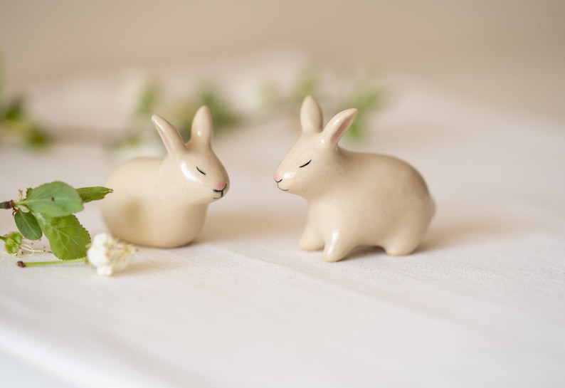 Handmade Ceramic Rabbit Couple image 1