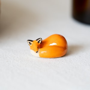 Handmade Ceramic Sleeping Fox Figurine