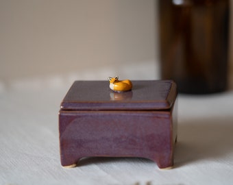 Handmade Ceramic Box with Fox