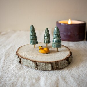 Handmade Ceramic Fox Sleeping Under Trees image 2