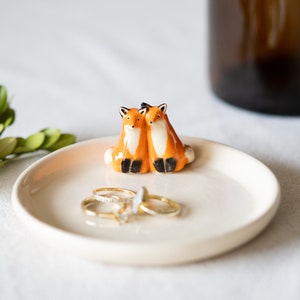 Handmade Ceramic Dish with Fox Couples