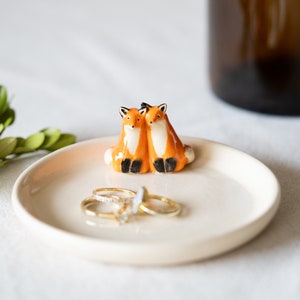 Handmade Ceramic Dish with Fox Couple