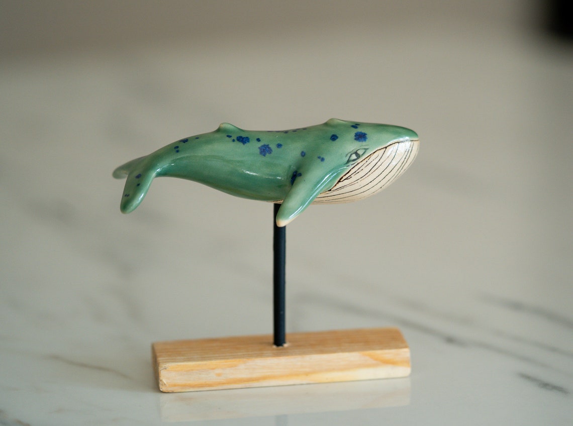 Handmade Ceramic Blue Whale Figurine Etsy