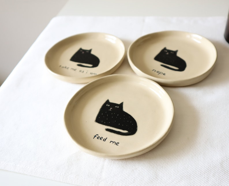 Handmade Ceramic Dish with Grumpy Cat image 3