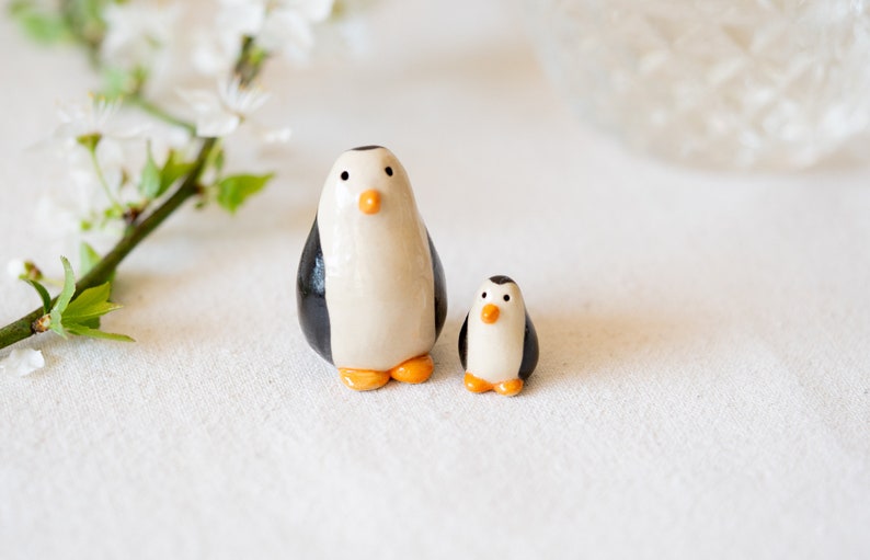 Handmade Ceramic Mama and Baby Penguin image 6