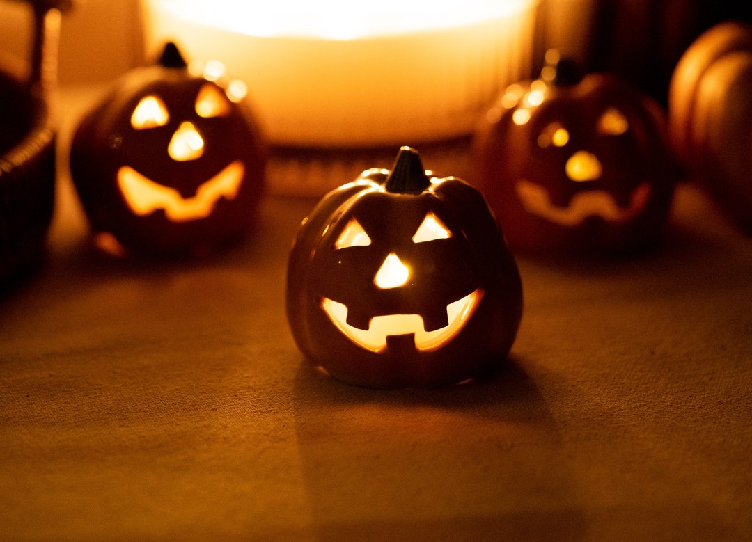 Handmade Ceramic Halloween Pumpkin Tea Light Holder - Etsy UK