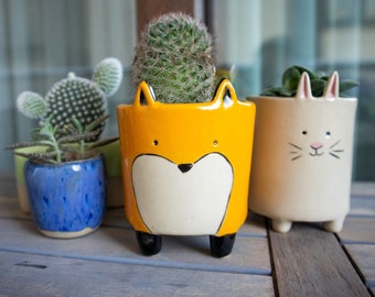 Handmade Ceramic Fox Planter