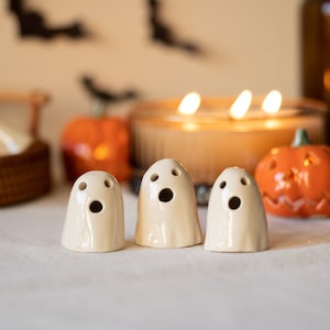 Set of Three Handmade Ceramic Ghosts