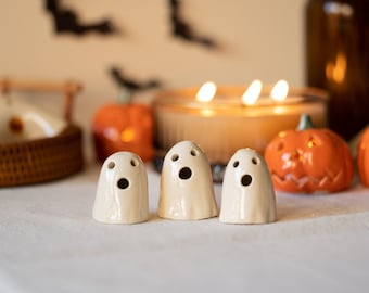 Set of Three Handmade Ceramic Ghosts