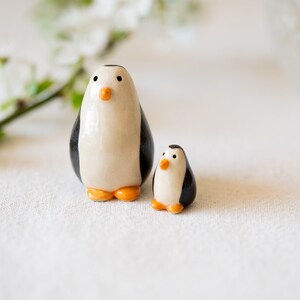 Handmade Ceramic Mama and Baby Penguin image 5