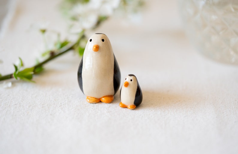 Handmade Ceramic Mama and Baby Penguin image 5