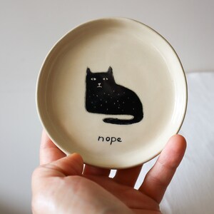 Handmade Ceramic Dish with Grumpy Cat image 2