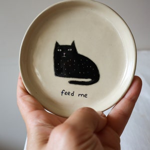 Handmade Ceramic Dish with Grumpy Cat