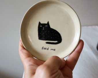 Handmade Ceramic Dish with Grumpy Cat