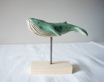 Handmade Ceramic Blue Whale Figurine