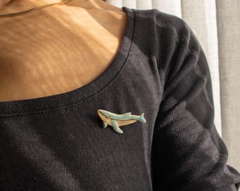 Handmade Ceramic Whale Brooch