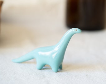 Handmade Ceramic Blue Dinosaur Figurine