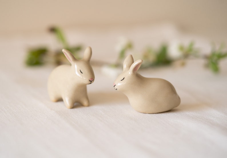 Handmade Ceramic Rabbit Couple image 2