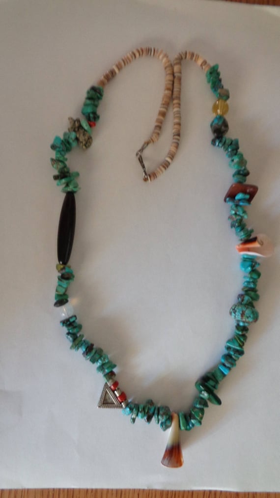 American Indian Turquoise Nugget Necklace/27.5"