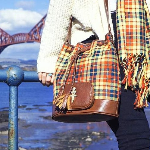  OTVEE Yellow Blue Checkered Plaid Shoulder Bags for