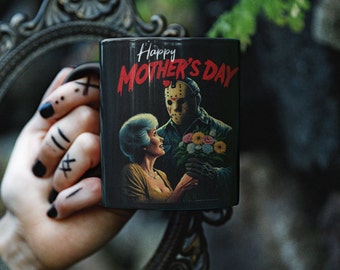 Friday the 13th Mothers Day Gift - 11 oz / 15 oz Black. Coffee Cup, Mother's Day Gift, Jason Voorhees, Horror Movie Gift, Unique Mom Gift