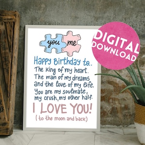Tarjeta imprimible de feliz cumpleaños para esposo / Tarjeta de felicitación para mi esposo / Tarjeta de feliz cumpleaños / Tarjeta romántica para esposo / Tarjeta de cumpleaños para esposo