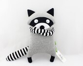 Racoon soft filled plush toy handmade