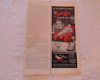 1954 Kenmar Swing King Reclining Chair Print Ad;  Mennen After Shave Talc; MOJUD Magic Motion Stocking; Anacin fast relief headache medicine