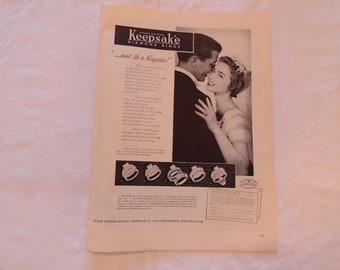 1954 Vintage Ad for Keepsake Diamond Rings - Wedding Rings & Engagement Rings ;  Ronson Lighter Fuel Ad ; Webcor Portable Holiday Fonograf.