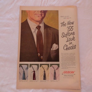 1954 Arrow Shirts Softone Look in Checks Mens Print Ad - Softone Ensembles ;