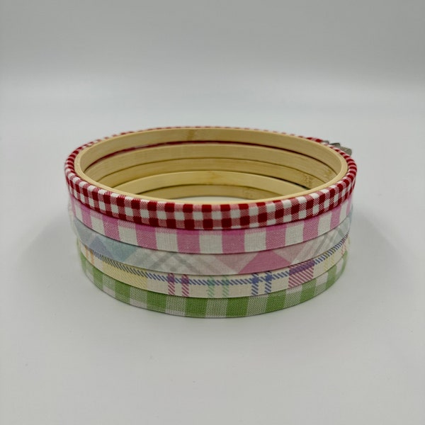 Embroidery Hoops - Plaid Fabric Wrapped Embroidery Frames for Embroidery or Cross stitch