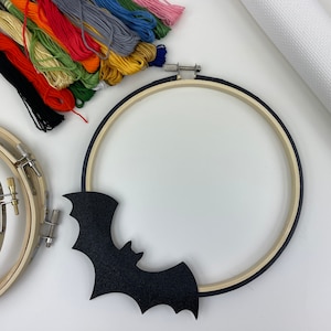 Black glitter bat decorative embroidery hoop